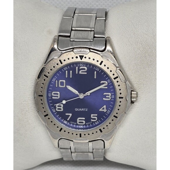Other - Mens Advance Puritan Round Silver Tone Blue Dial Bracelet Band Watch 13